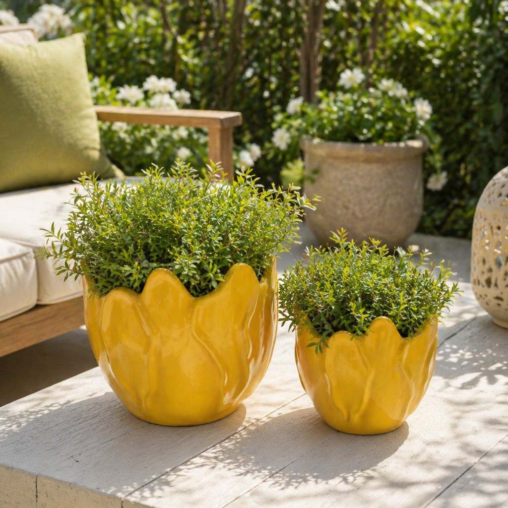 Drydenrun Yellow Planters (Set of 2)