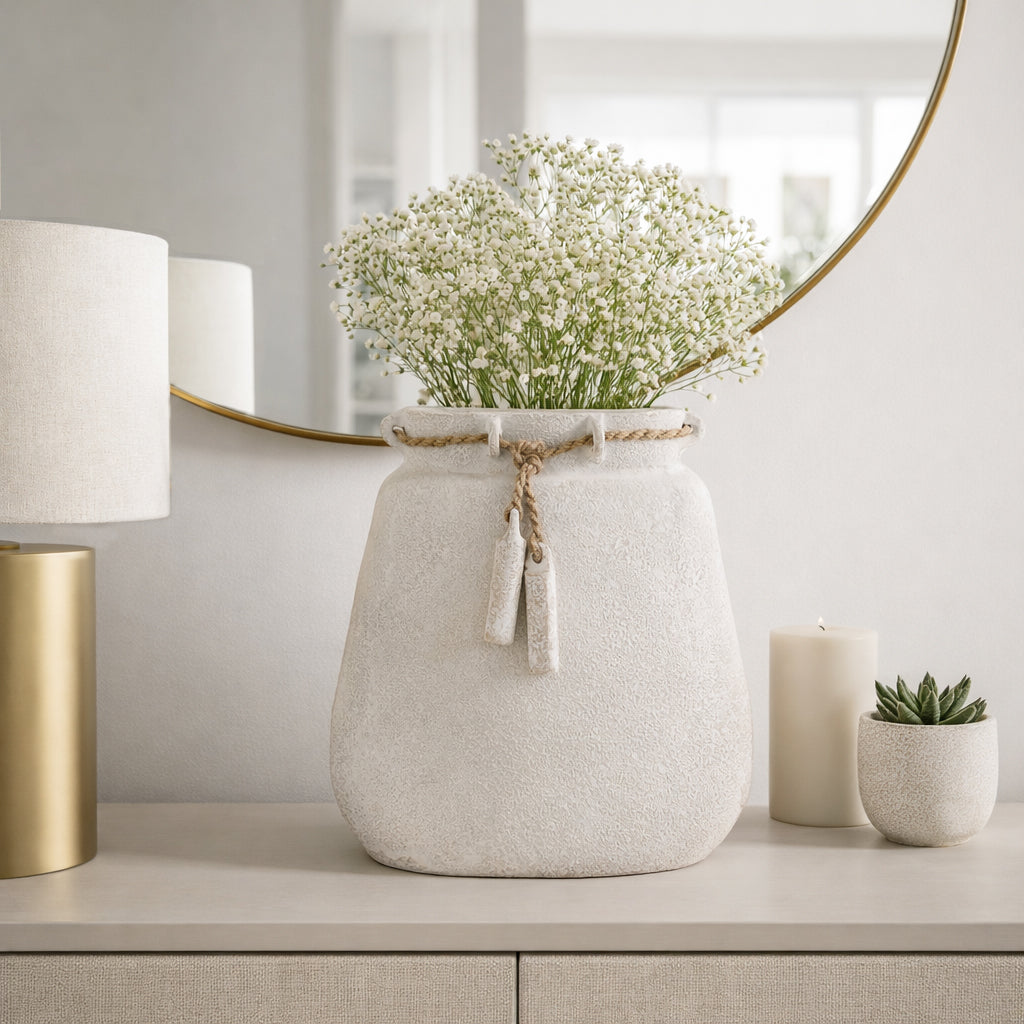 Gerber White Ecomix Vase with Jute Detail