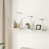 Grenada White/Silver Wood and Metal Wall Shelves (Set of 3)