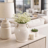 Cohenway White Large Crackle Vase with Handles