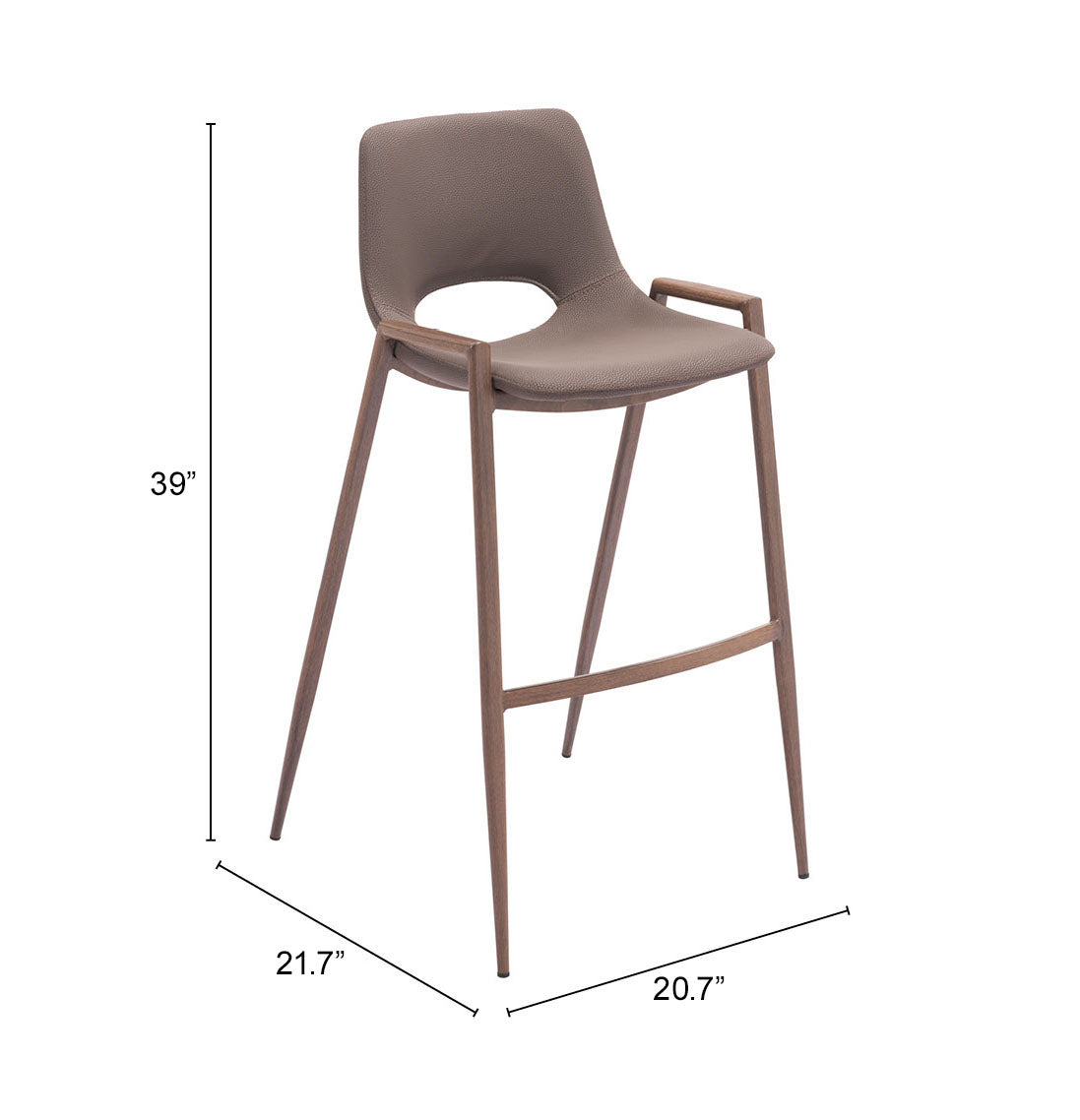 Desi Brown & Walnut Barstool (Set of 2)