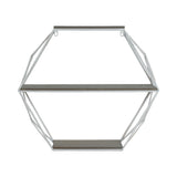 Jackson Gray/White Metal and Wood 3 Tier Hexagon Wall Shelf