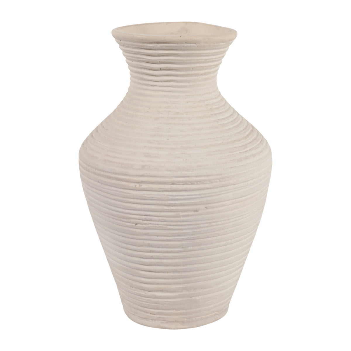 Brazos Ivory Medium Paper Mache Ribbed Vase