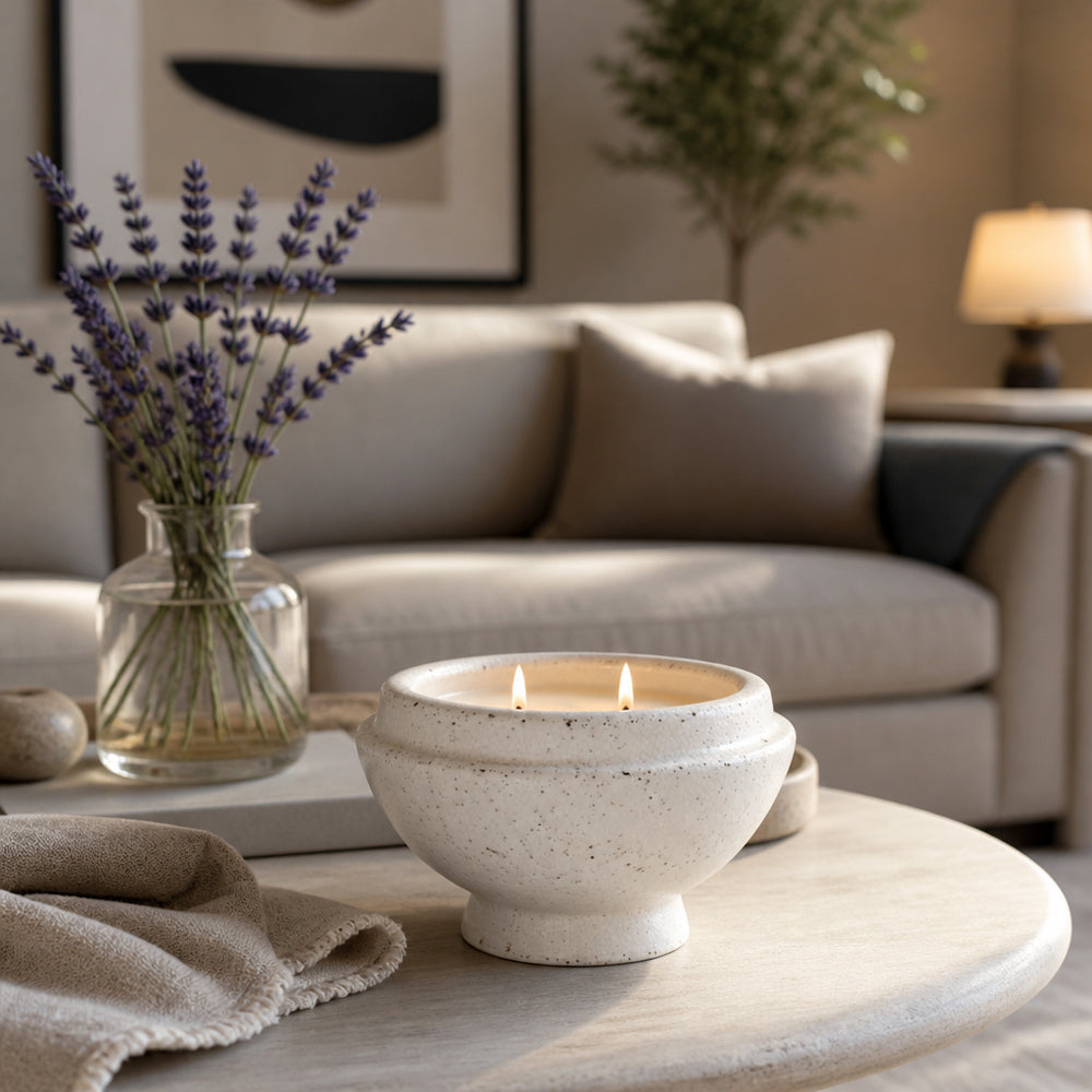 Lakehead White Crackle French Cade and Lavender Candle
