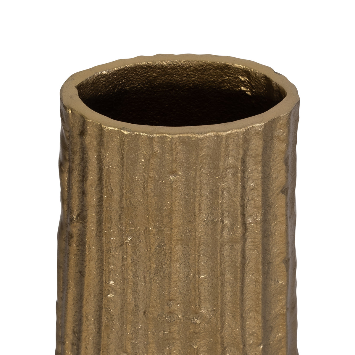 Rendalia Gold Small Metal Ribbed Floor Vase