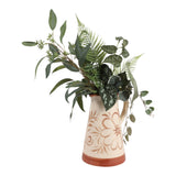 Linnie Brown/Ivory Hand Painted Flower Pitcher