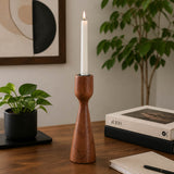 Eder Walnut Large Wood Modern Taper Holder