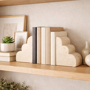 Roche Tan Travertine Cloud Bookends (Set of 2)