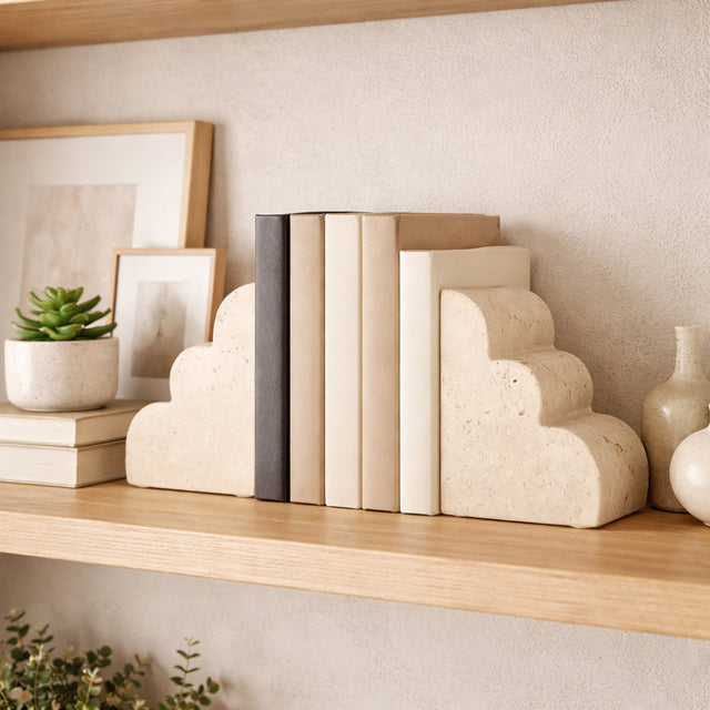 Roche Tan Travertine Cloud Bookends (Set of 2)