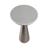 Redcrest White/Silver Tapered Mtal Base and Marble Drnk Table