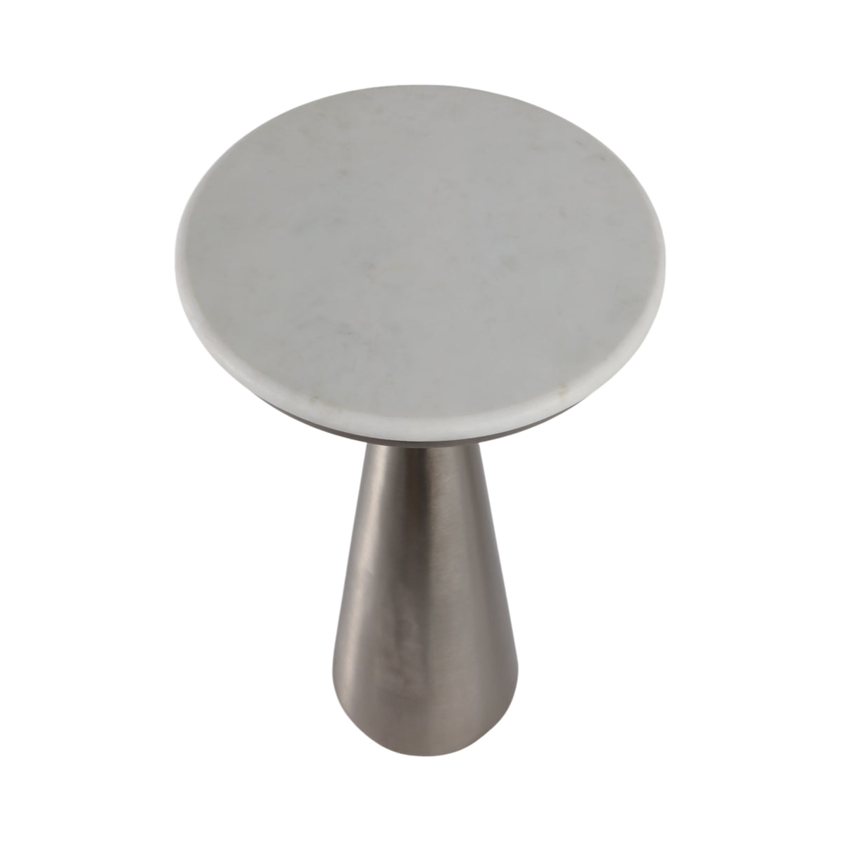 Redcrest White/Silver Tapered Mtal Base and Marble Drnk Table