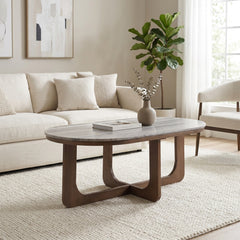 Keystone Gray/Brown Morchana Coffee Table with Marble Top