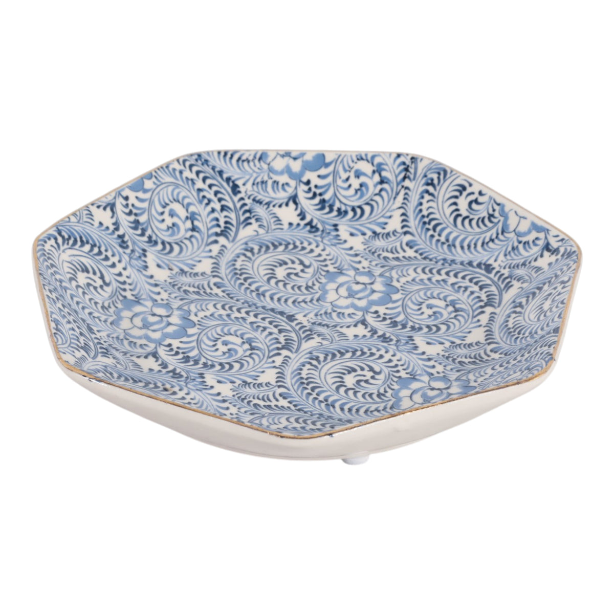 Asylum Blue/White/Gold Decorative Chinoiserie Plate