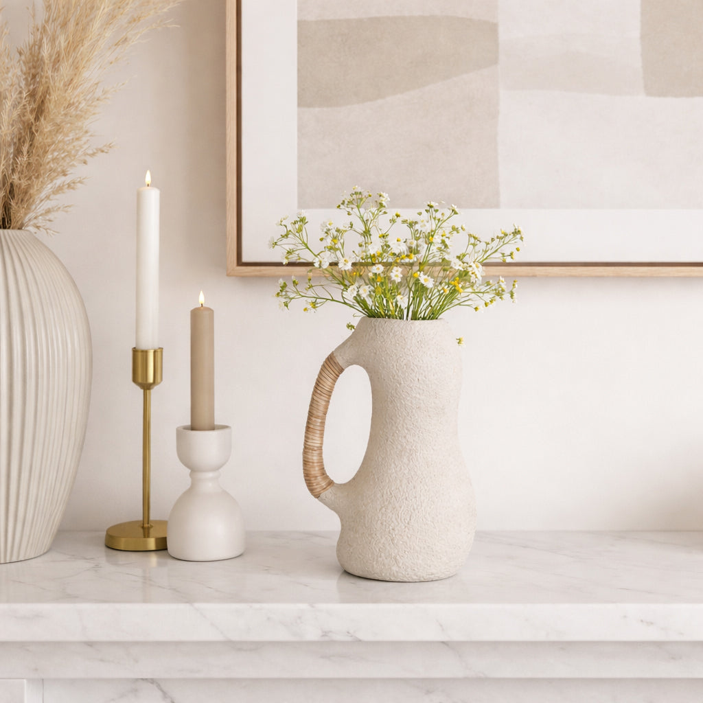 Elk Ivory Ecomix Organic Vase with Caning