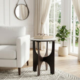 Gardenland White/Bronze Modern Accent Table with Metal Base