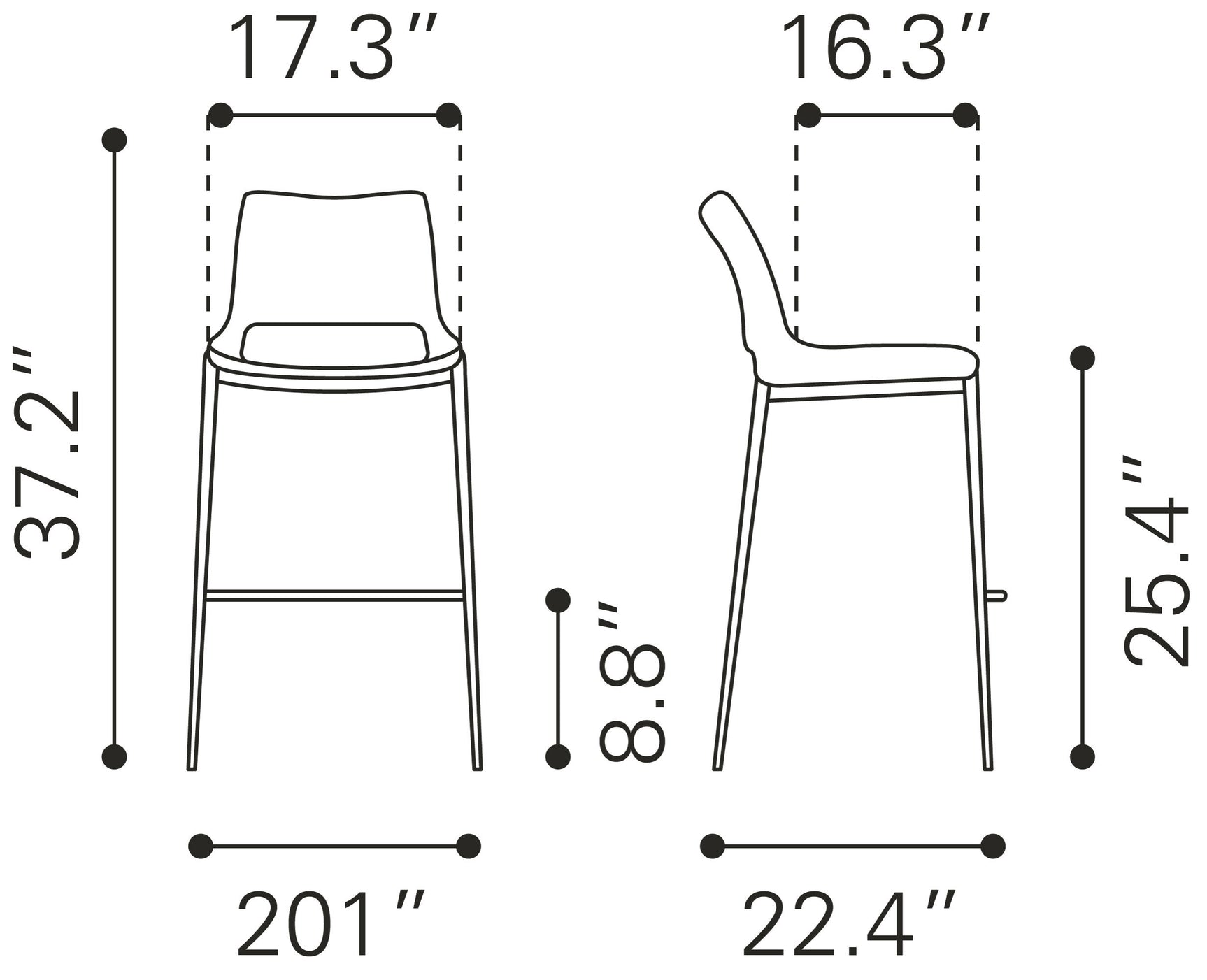 Ace Black & Silver Counter Stool (Set of 2)