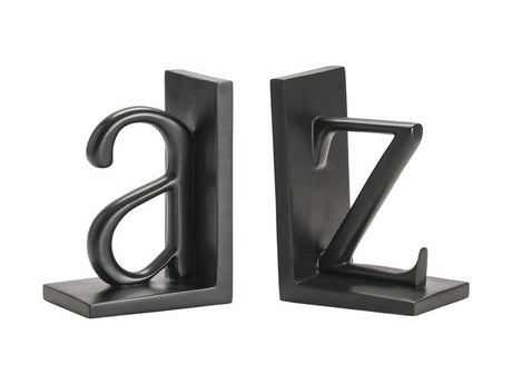 A To Z Black Bookend Pair - Ornate Home