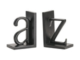 A To Z Black Bookend Pair (Set of 2) - Ornate Home