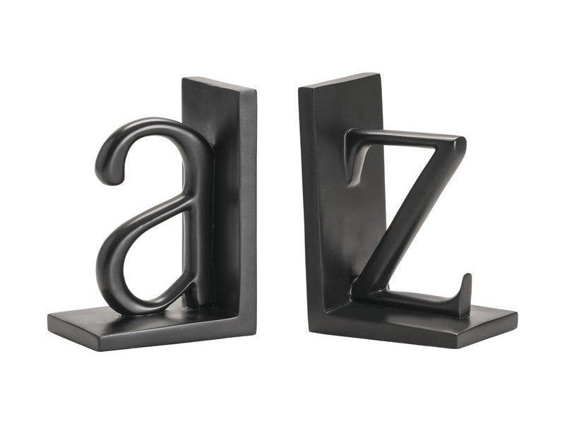 A To Z Black Bookend Pair (Set of 2) - Ornate Home