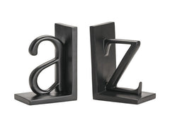 A To Z Black Bookend Pair (Set of 2) - Ornate Home