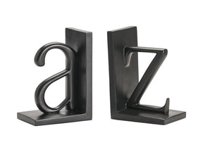 A To Z Black Bookend Pair (Set of 2) - Ornate Home