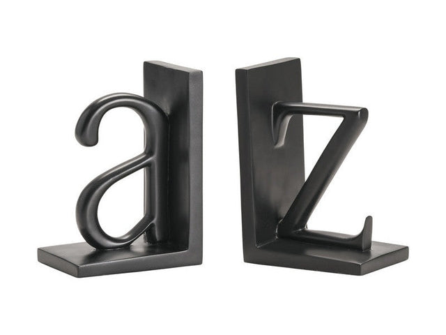 A To Z Black Bookend Pair (Set of 2) - Ornate Home