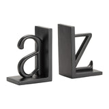 A To Z Black Bookend Pair (Set of 2) - Ornate Home