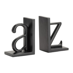 A To Z Black Bookend Pair (Set of 2) - Ornate Home