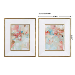 A Touch Of Blush And Rosewood Fences Multicolor Art (Set of 2) - Ornate Home