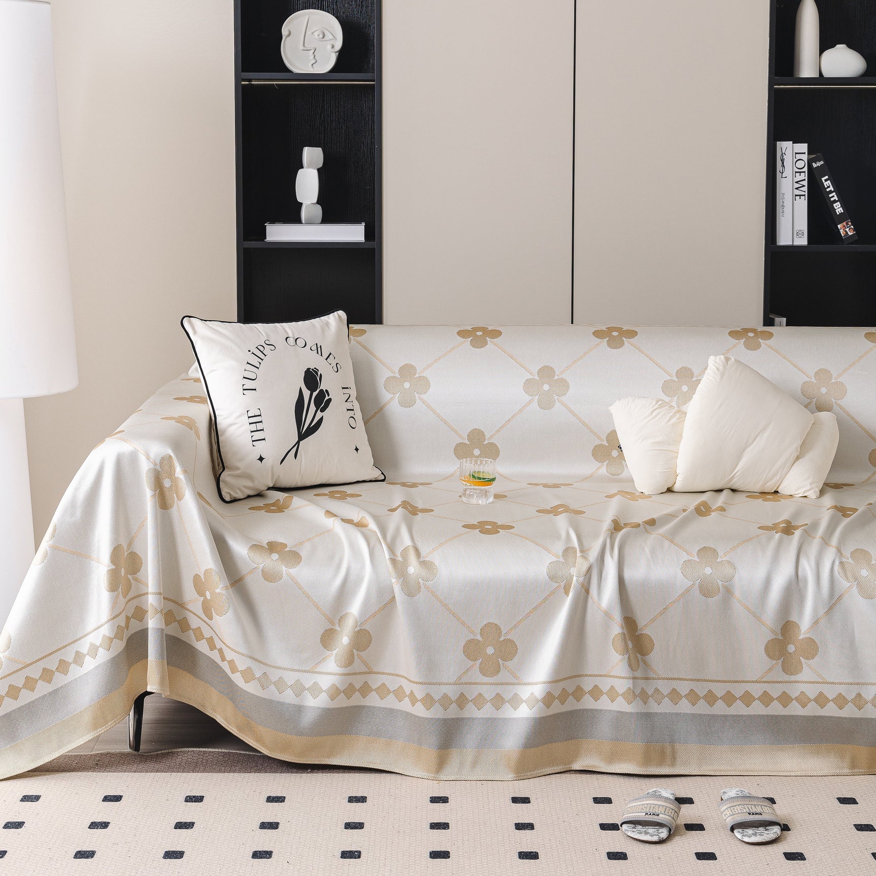Cooling Four-Leaf Clover Hope Faith Love Luck Summer Comfy Ice Silk Furniture Throw Covers for Sofas