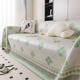 Cooling Four-Leaf Clover Hope Faith Love Luck Summer Comfy Ice Silk Furniture Throw Covers for Sofas