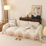 Luxury Sofa Throw Cover with Elegant Ruffled Skirt, Soft Decorative Couch Protector