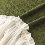 Luxury Sofa Throw Cover with Elegant Ruffled Skirt, Soft Decorative Couch Protector