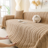 Thick Cozy 3D Cable Sofa Throw Cover, Plush Jacquard Warm Fleece Throw Blanket