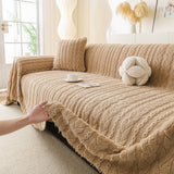Thick Cozy 3D Cable Sofa Throw Cover, Plush Jacquard Warm Fleece Throw Blanket