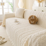 Thick Cozy 3D Cable Sofa Throw Cover, Plush Jacquard Warm Fleece Throw Blanket