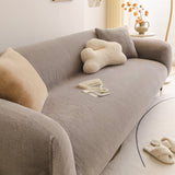 Soft Plush Warm Sofa Cover Stretchable Cozy Velvet Couch Protector for Fall & Winter