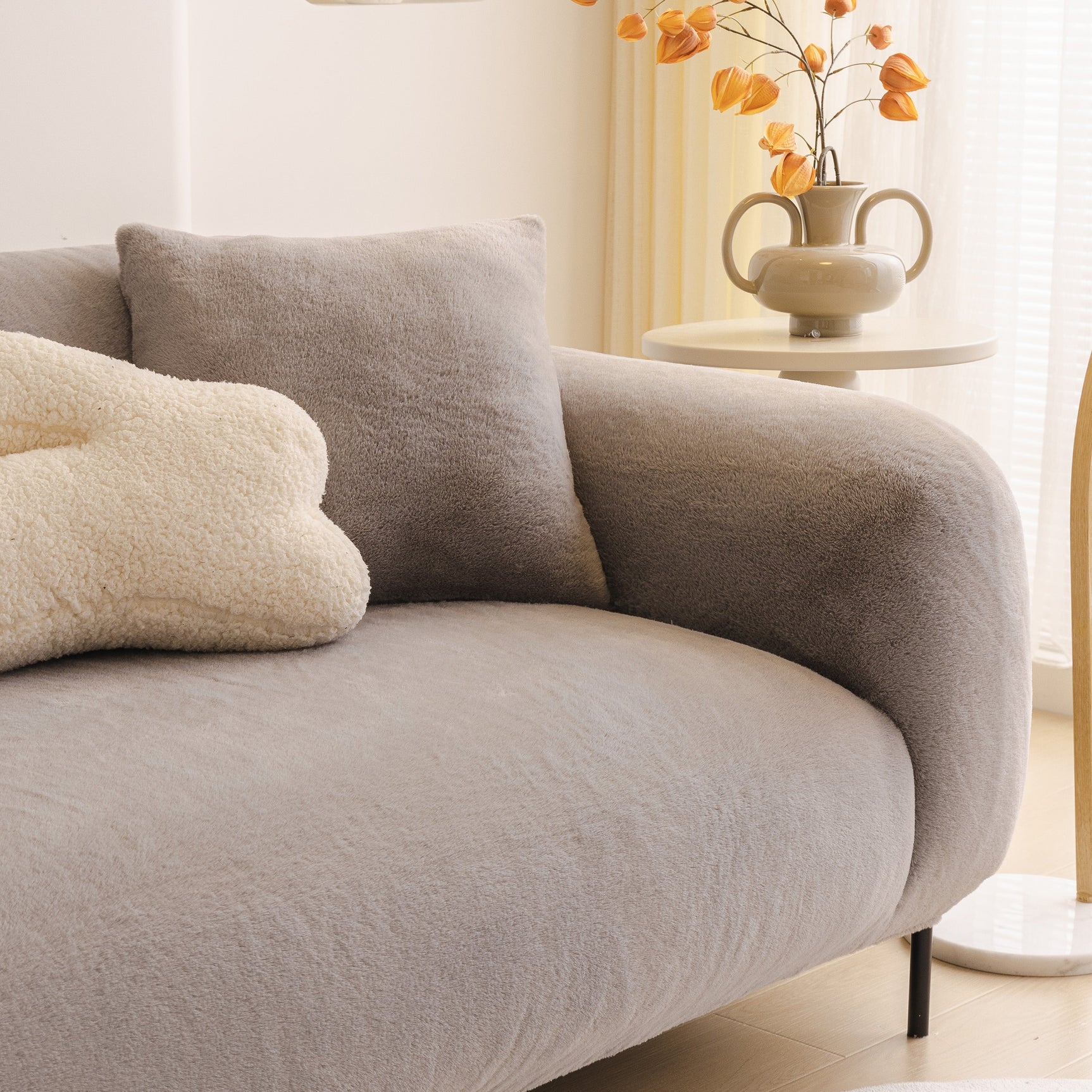 Soft Plush Warm Sofa Cover Stretchable Cozy Velvet Couch Protector for Fall & Winter
