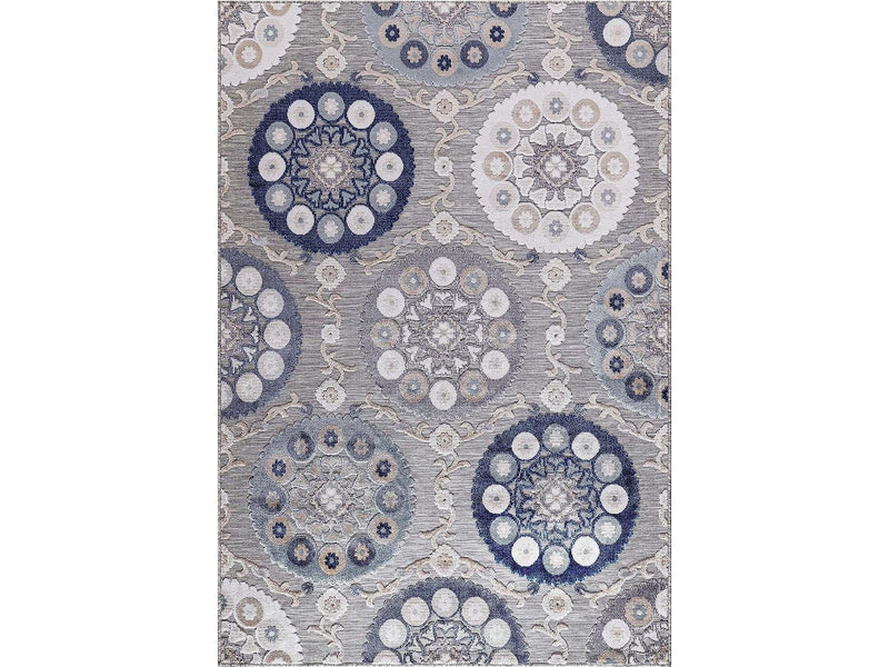 Spring Blue Bohemian Medallion Floral Non-Shedding Indoor/Outdoor Area Rugs - Ornate Home