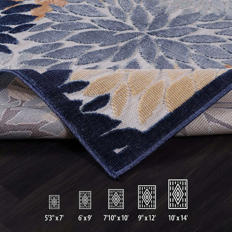 Spring Multi Color Floral Exotic Tropical Non-Shedding Indoor/Outdoor Area Rugs - Ornate Home