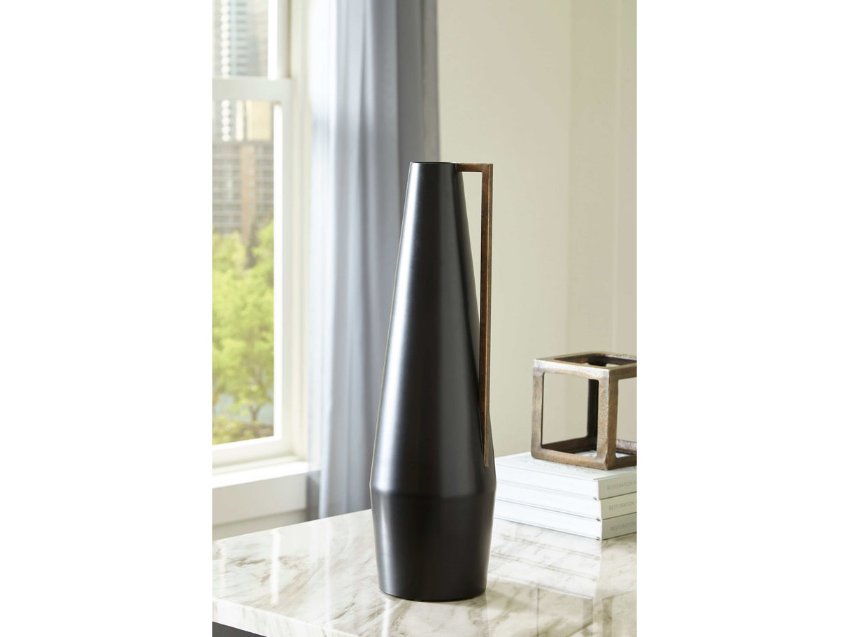 Pouderbell Black/Gold Finish Vase - Ornate Home