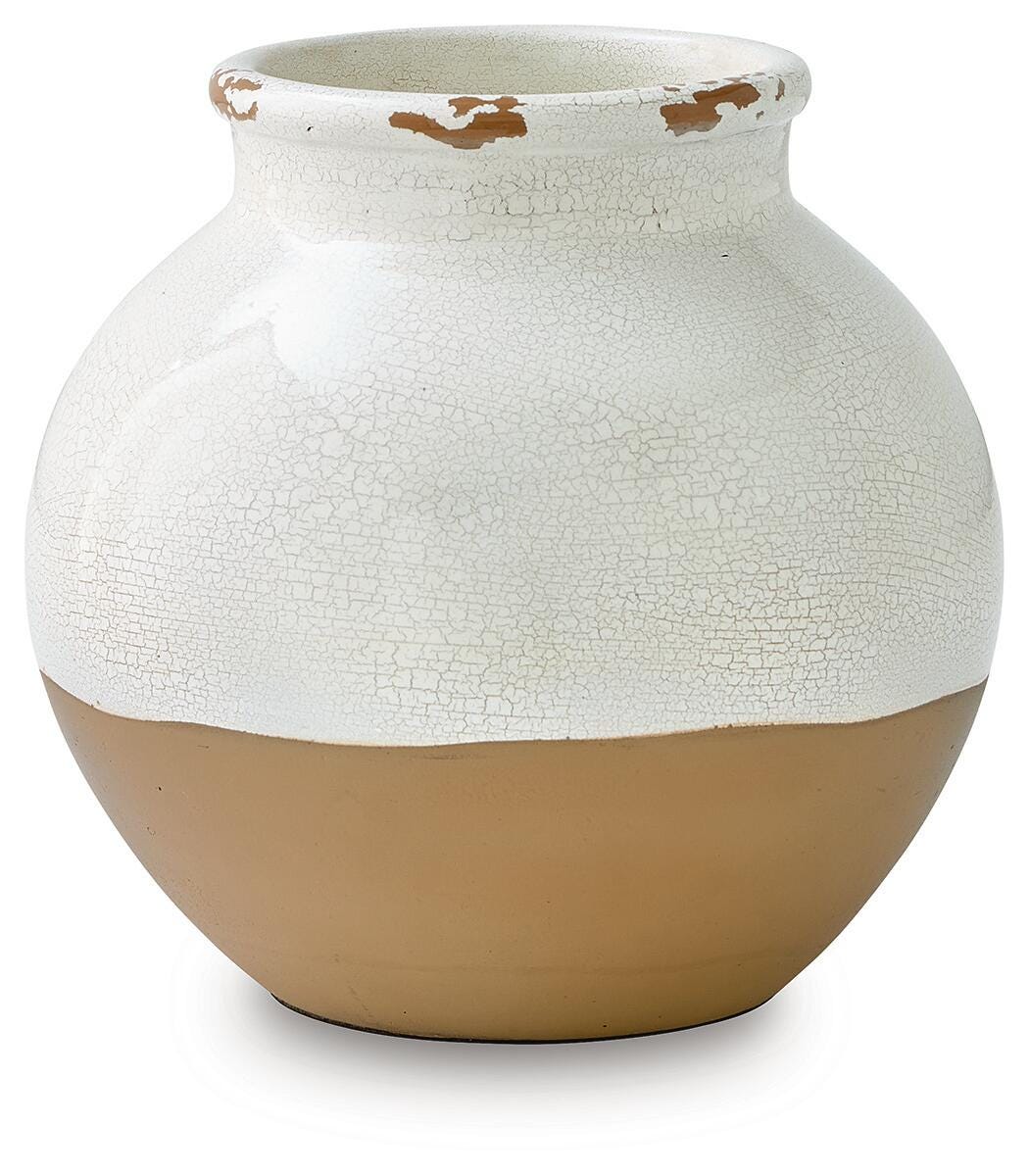 Vercott Cream/Tan 8" Vase (Online Special Price)