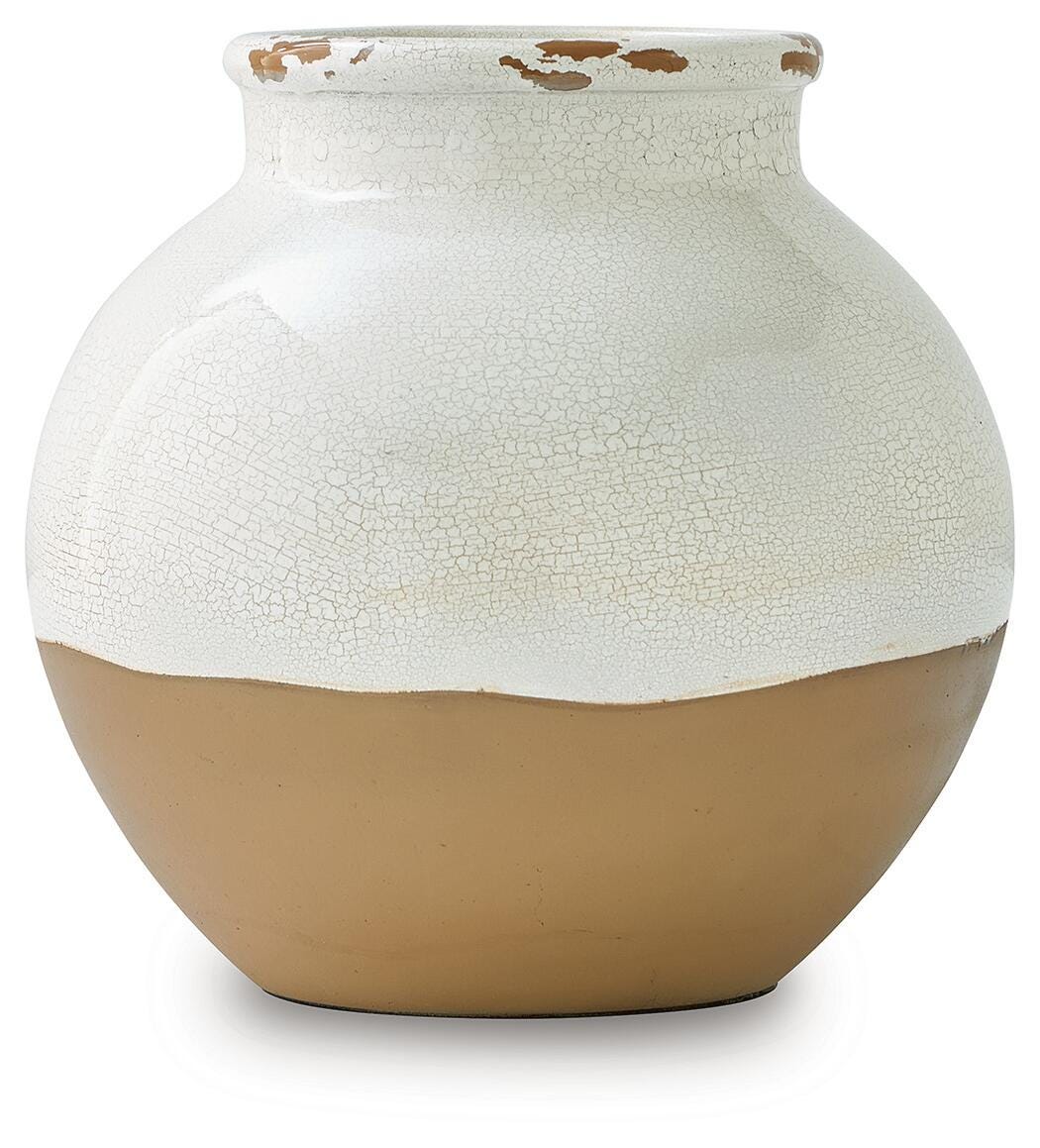 Vercott Cream/Tan 8" Vase (Online Special Price)