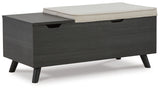 Yarlow Linen/Gray Storage Bench - Ornate Home