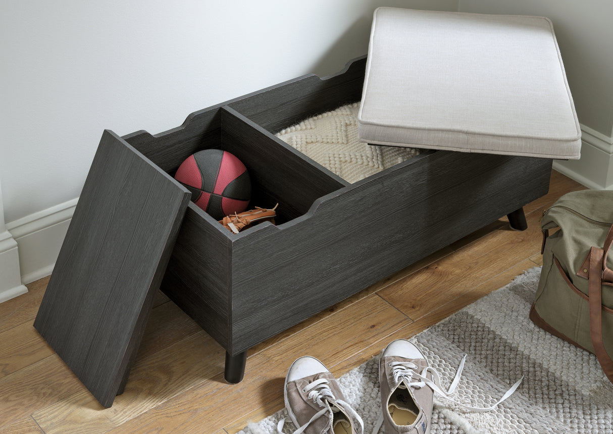 Yarlow Linen/Gray Storage Bench - Ornate Home