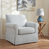 Searcy White/Navy Swivel Glider Accent Chair