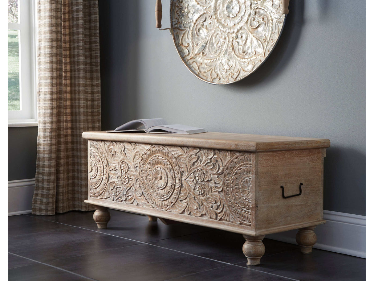 (Online Special Price) Fossil Ridge Beige Storage Bench - Ornate Home