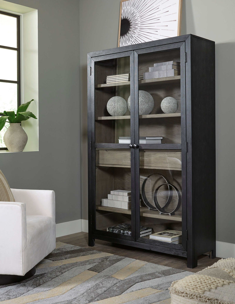 (Online Special Price) Lenston Black/Gray Tall Accent Cabinet - Ornate Home
