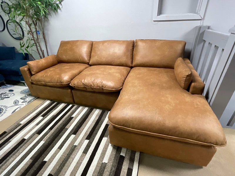 (Online Special Price) Marlaina Caramel 3pc RAF Chaise Sectional - Ornate Home