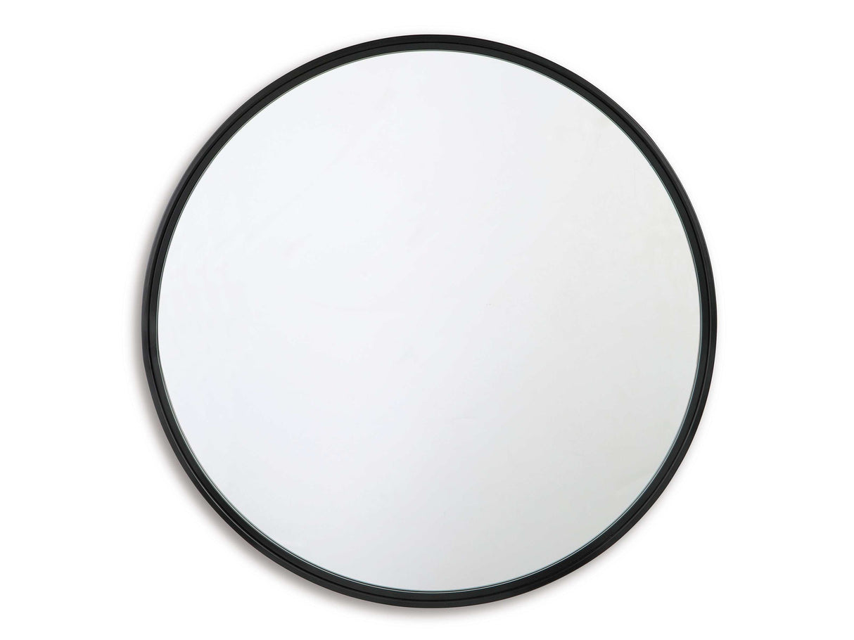 Brocky Black Round Accent Mirror - Ornate Home